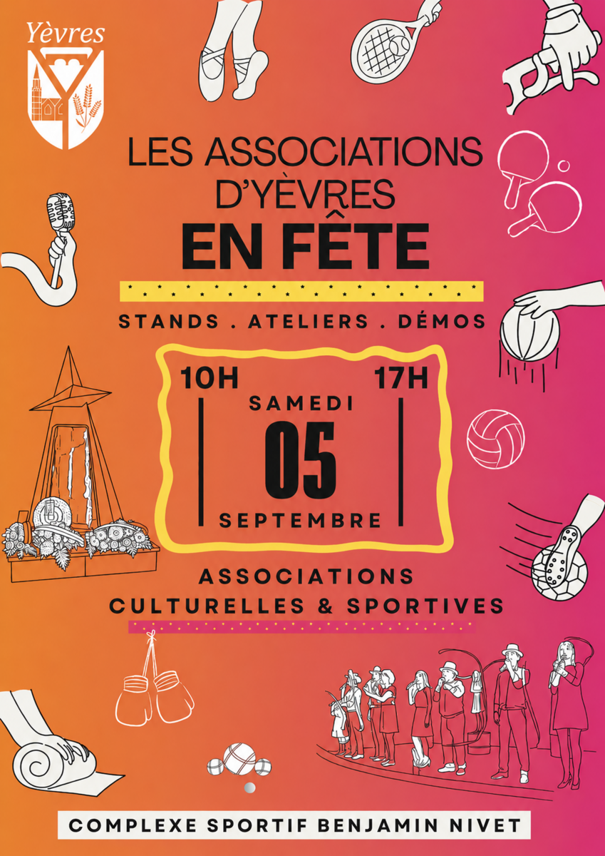 Retrouvez nous le samedi 5 septembre 2026 salle des sports à Yèvres