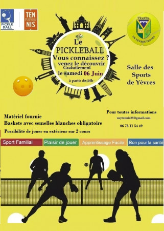 Journée découverte PICKLEBALL le 6 JUIN 14h00